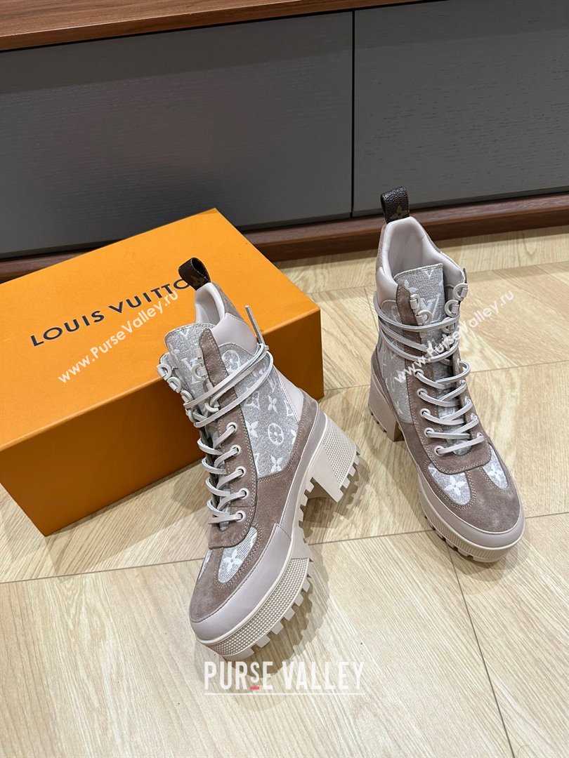 Louis Vuitton Laureate Platform Desert Boots in Monogram linen Beige 2023 (kaola-23102801)