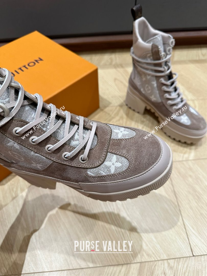 Louis Vuitton Laureate Platform Desert Boots in Monogram linen Beige 2023 (kaola-23102801)