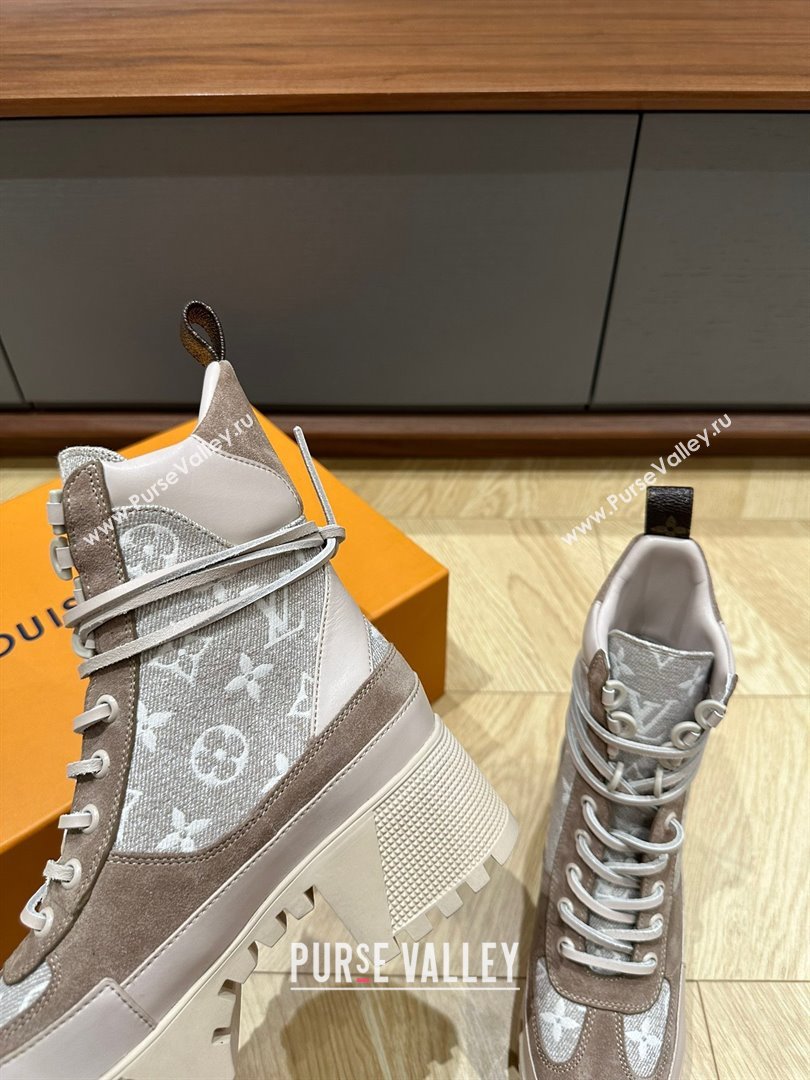 Louis Vuitton Laureate Platform Desert Boots in Monogram linen Beige 2023 (kaola-23102801)