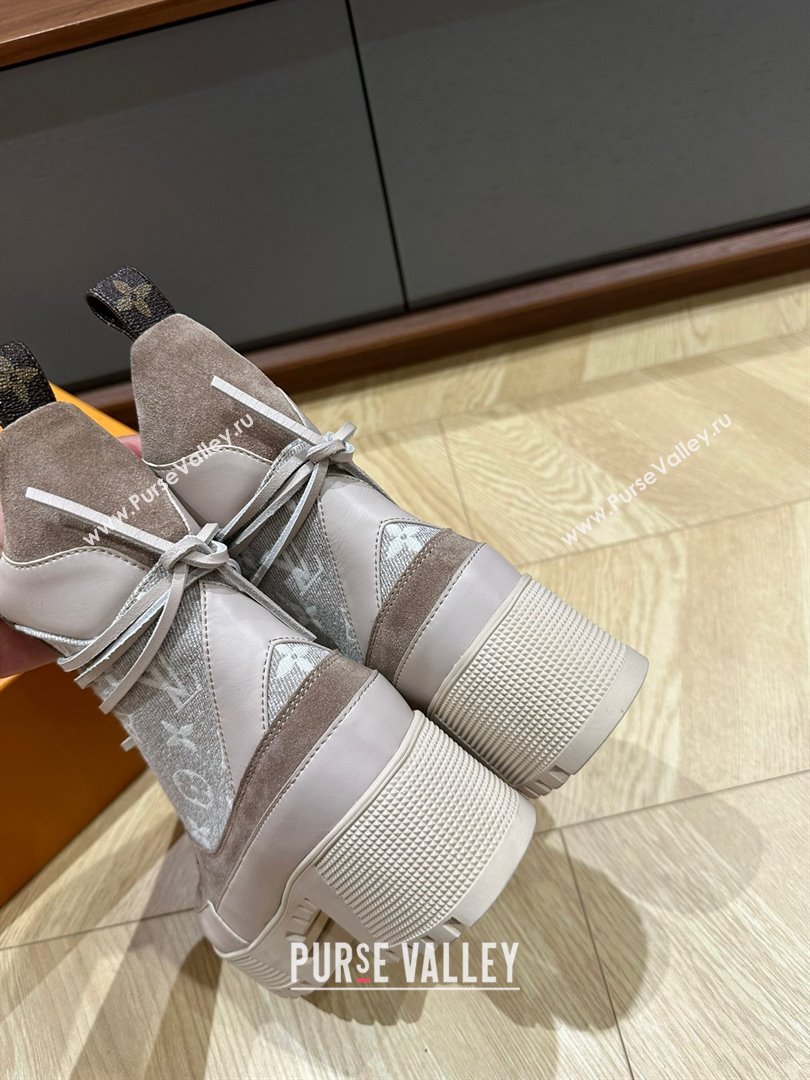 Louis Vuitton Laureate Platform Desert Boots in Monogram linen Beige 2023 (kaola-23102801)