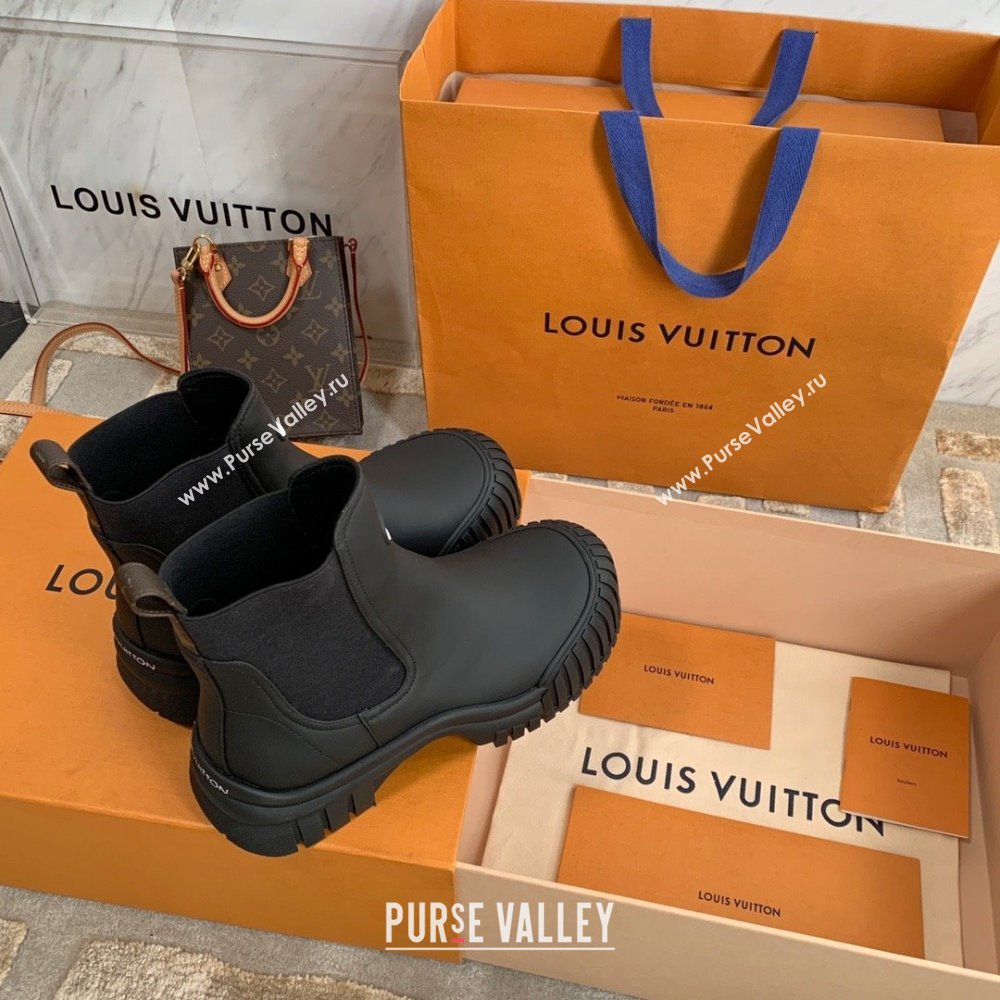 Louis Vuitton Ruby Flat Ankle Boots in Calf leather Black 2023 (kaola-23102709)