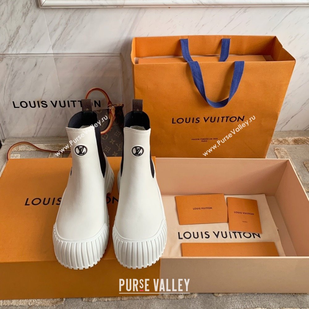 Louis Vuitton Ruby Flat Ankle Boots in Calf leather White 2023 (kaola-23102710)