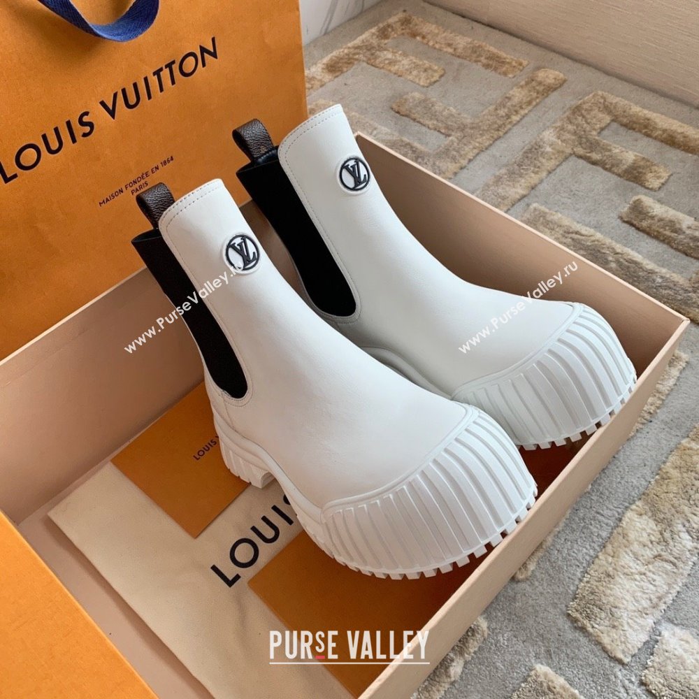Louis Vuitton Ruby Flat Ankle Boots in Calf leather White 2023 (kaola-23102710)