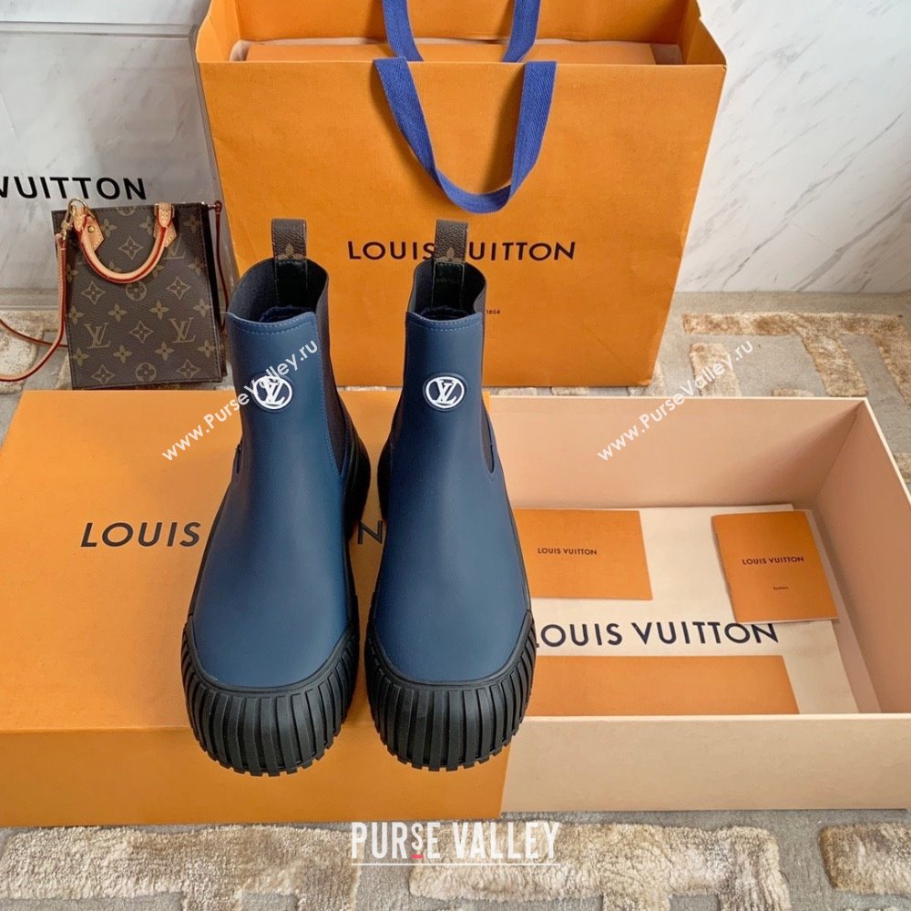 Louis Vuitton Ruby Flat Ankle Boots in Calf leather Blue 2023 (kaola-23102711)