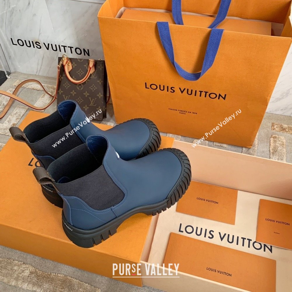 Louis Vuitton Ruby Flat Ankle Boots in Calf leather Blue 2023 (kaola-23102711)