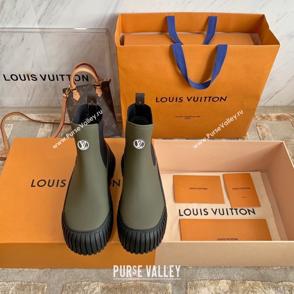 Louis Vuitton Ruby Flat Ankle Boots in Calf leather Green 2023 (kaola-23102712)