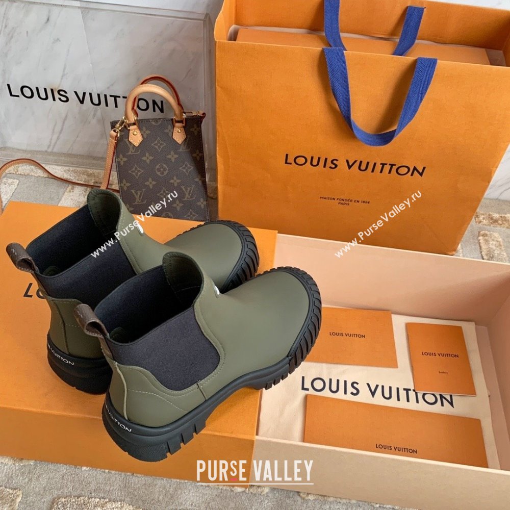 Louis Vuitton Ruby Flat Ankle Boots in Calf leather Green 2023 (kaola-23102712)