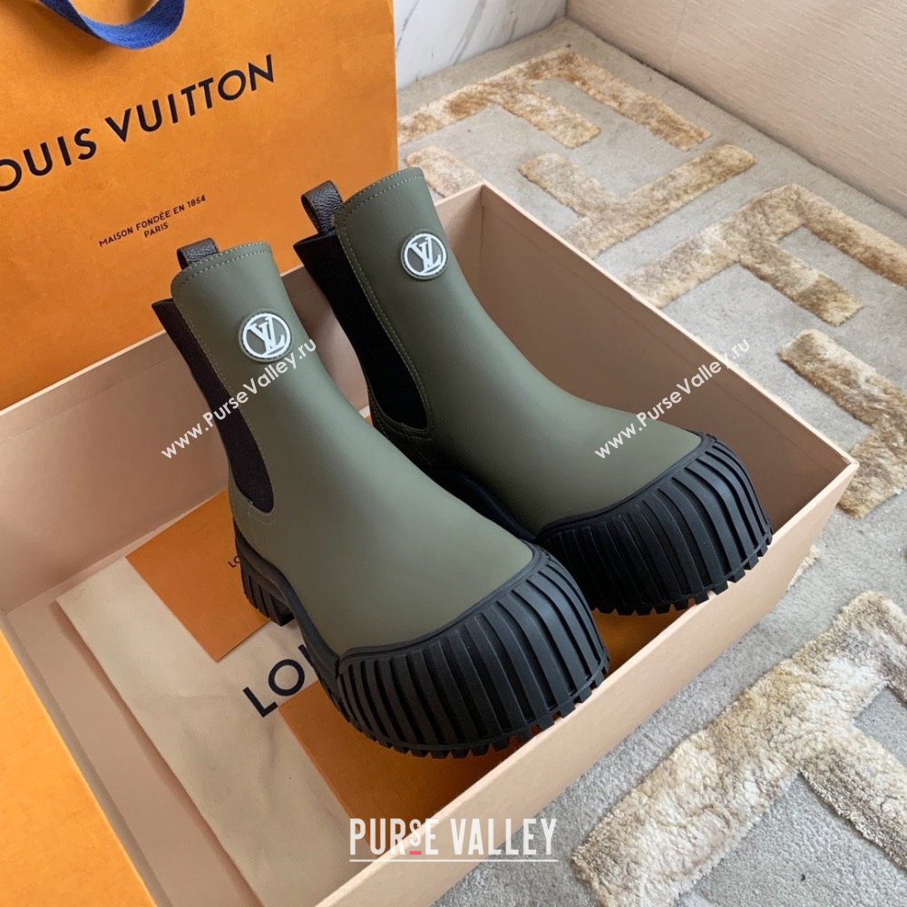 Louis Vuitton Ruby Flat Ankle Boots in Calf leather Green 2023 (kaola-23102712)