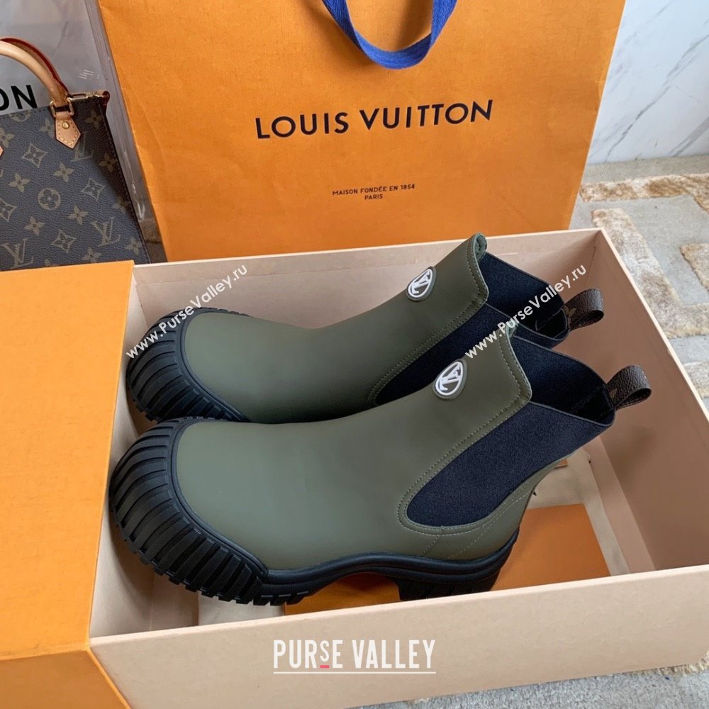 Louis Vuitton Ruby Flat Ankle Boots in Calf leather Green 2023 (kaola-23102712)