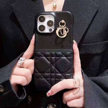 LADY DIOR BLACK Cannage Lambskin PHONE COVER 2023 (SHISHANG-231211-02)
