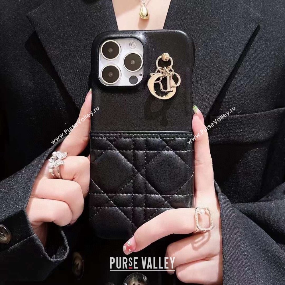 LADY DIOR BLACK Cannage Lambskin PHONE COVER 2023 (SHISHANG-231211-02)