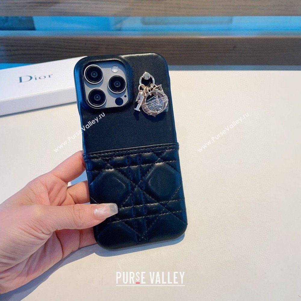 LADY DIOR BLACK Cannage Lambskin PHONE COVER 2023 (SHISHANG-231211-02)