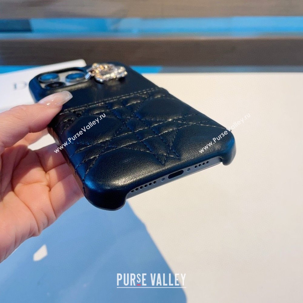 LADY DIOR BLACK Cannage Lambskin PHONE COVER 2023 (SHISHANG-231211-02)