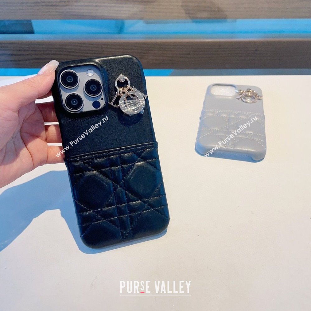 LADY DIOR BLACK Cannage Lambskin PHONE COVER 2023 (SHISHANG-231211-02)