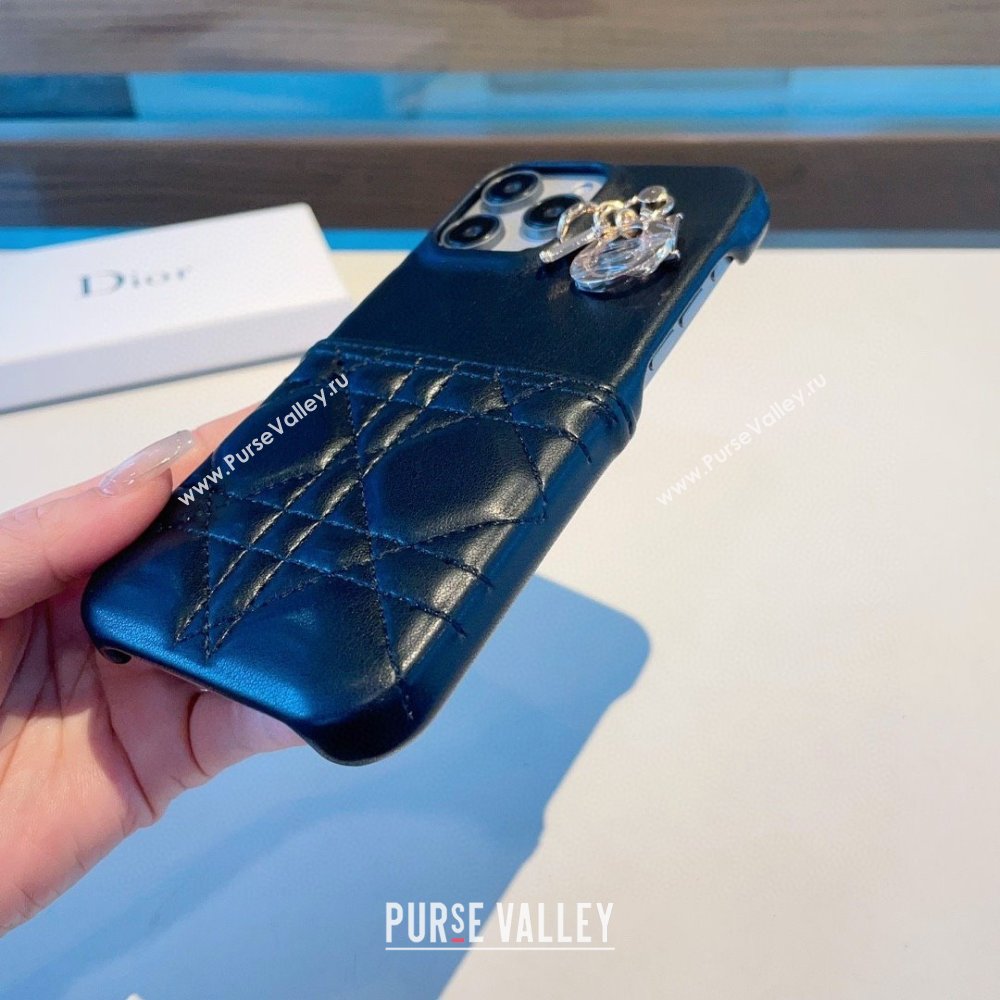 LADY DIOR BLACK Cannage Lambskin PHONE COVER 2023 (SHISHANG-231211-02)