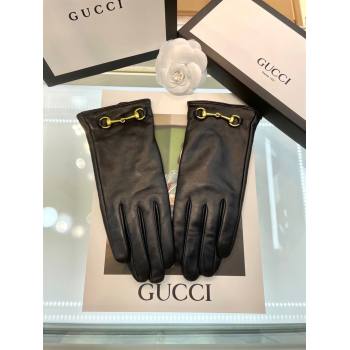 Gucci BLACK Leather gloves with Horsebit (SHISHANG-231211-05)