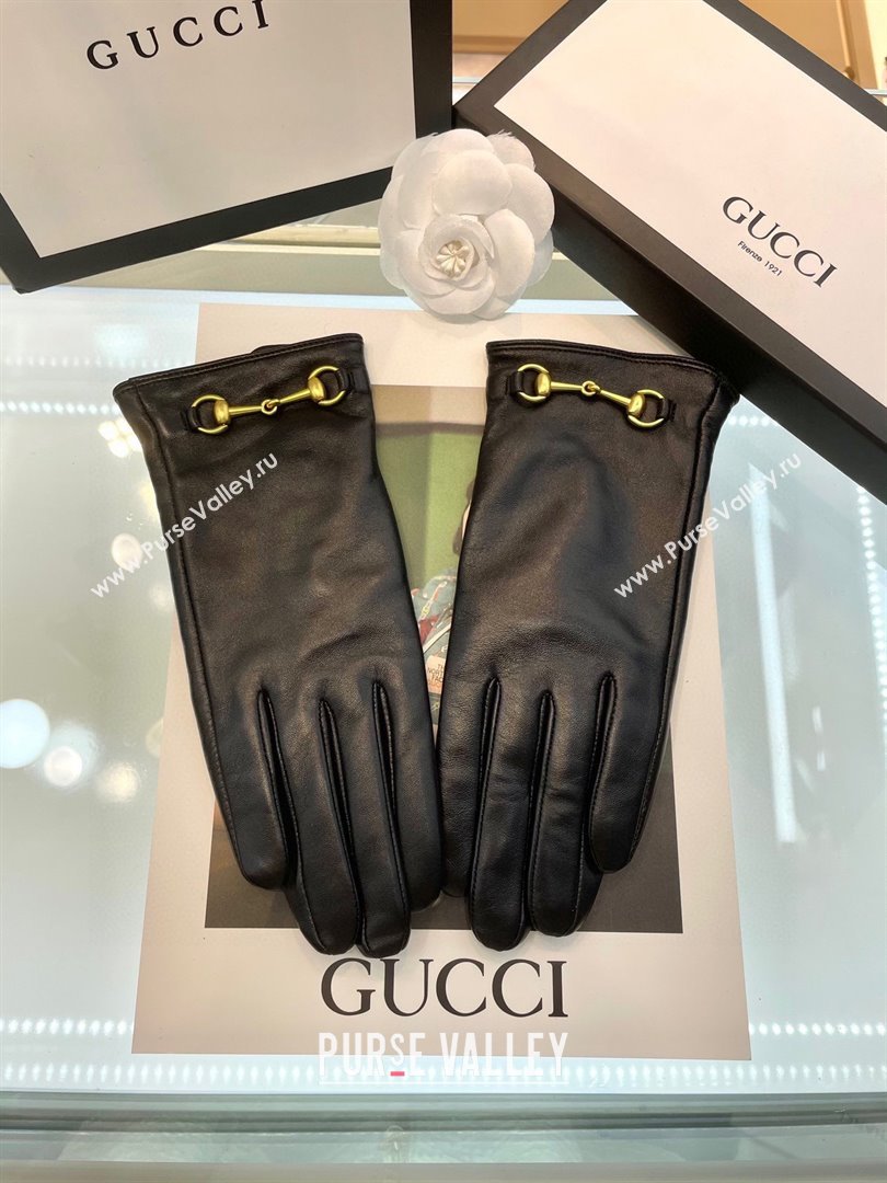 Gucci BLACK Leather gloves with Horsebit (SHISHANG-231211-05)
