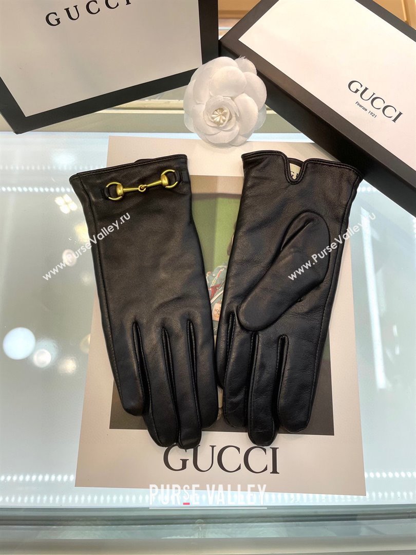 Gucci BLACK Leather gloves with Horsebit (SHISHANG-231211-05)