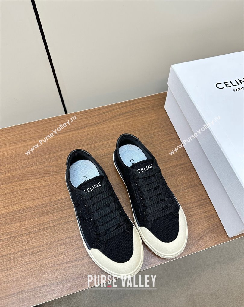 Celine AS-01 Low Lace-Up Celine Alan Women/Men Sneakers in Canvas Black 2024 (modeng-24010541)