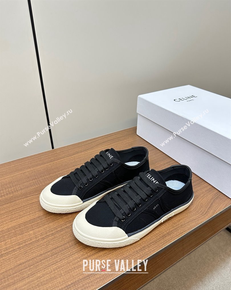 Celine AS-01 Low Lace-Up Celine Alan Women/Men Sneakers in Canvas Black 2024 (modeng-24010541)