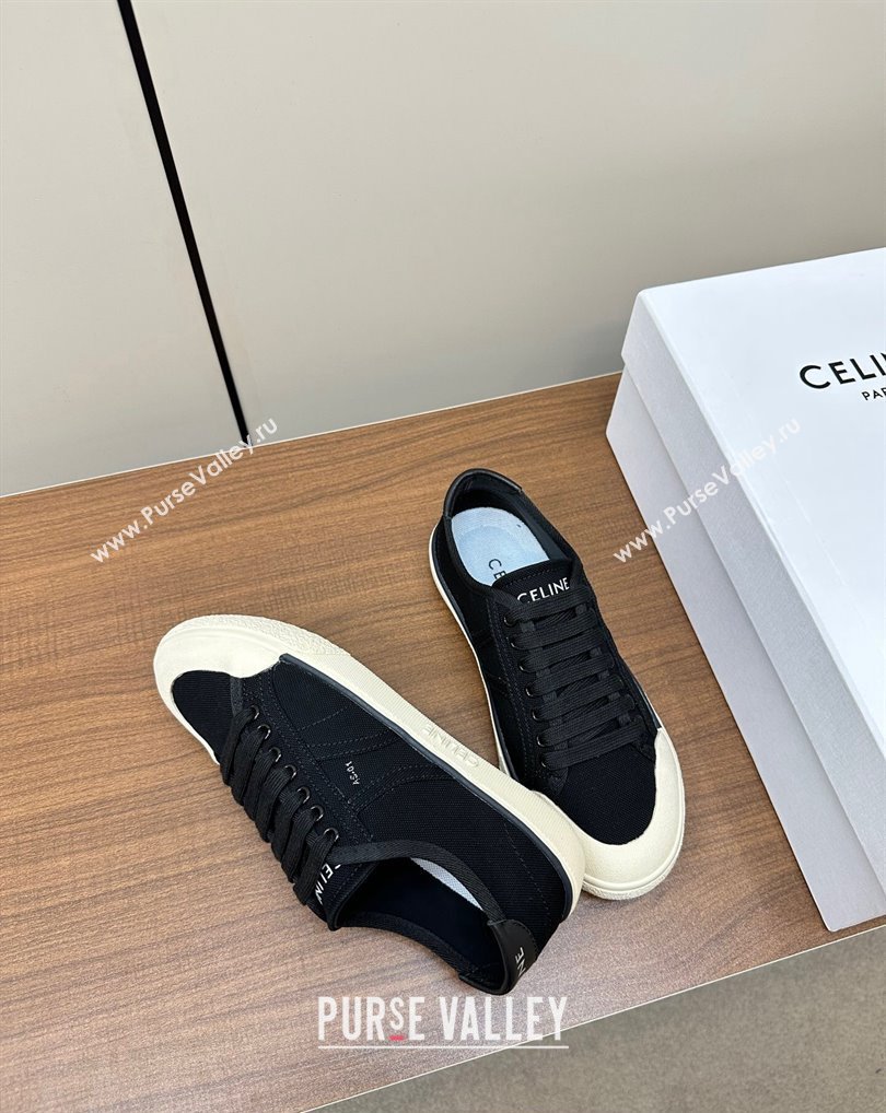 Celine AS-01 Low Lace-Up Celine Alan Women/Men Sneakers in Canvas Black 2024 (modeng-24010541)