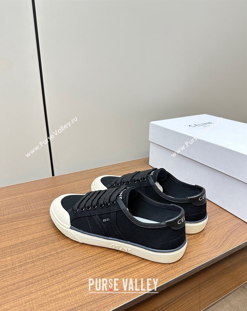 Celine AS-01 Low Lace-Up Celine Alan Women/Men Sneakers in Canvas Black 2024 (modeng-24010541)