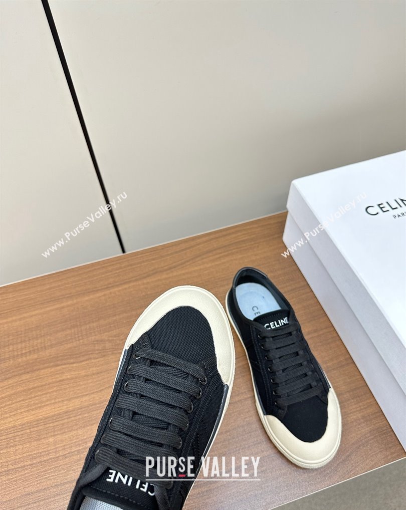 Celine AS-01 Low Lace-Up Celine Alan Women/Men Sneakers in Canvas Black 2024 (modeng-24010541)