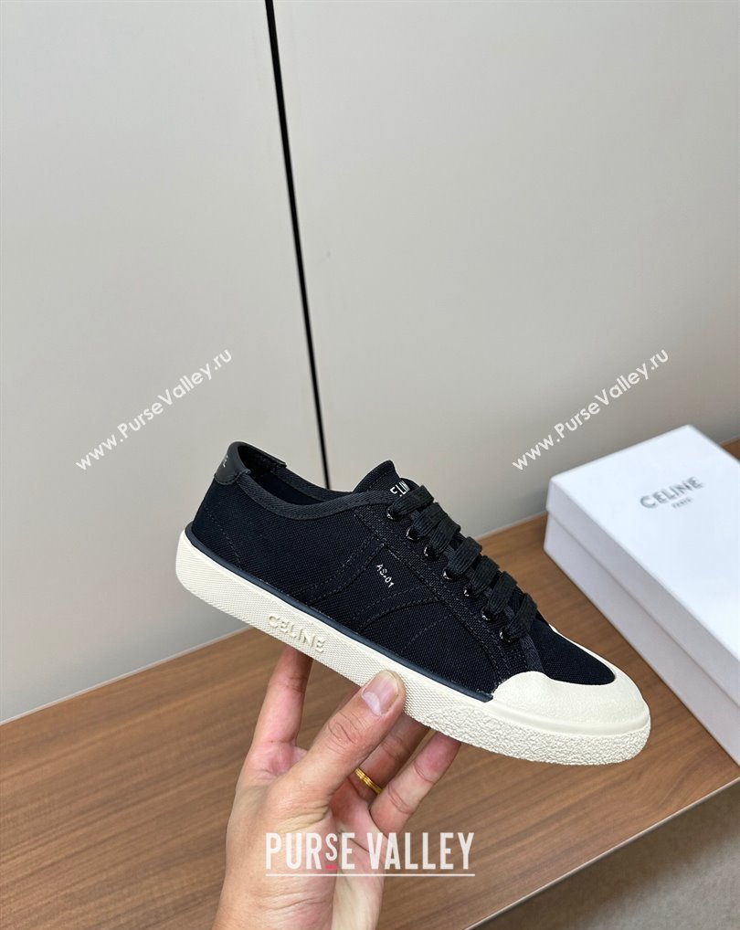 Celine AS-01 Low Lace-Up Celine Alan Women/Men Sneakers in Canvas Black 2024 (modeng-24010541)