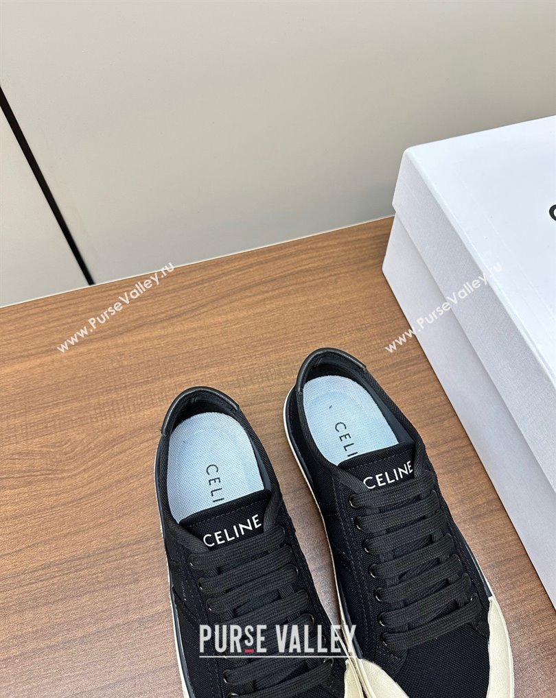 Celine AS-01 Low Lace-Up Celine Alan Women/Men Sneakers in Canvas Black 2024 (modeng-24010541)