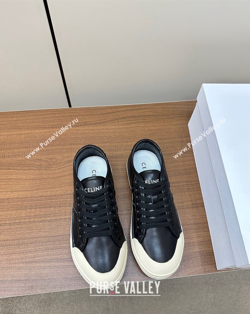 Celine AS-01 Low Lace-Up Celine Alan Women/Men Sneakers in Calfskin Black 2024 (modeng-24010542)