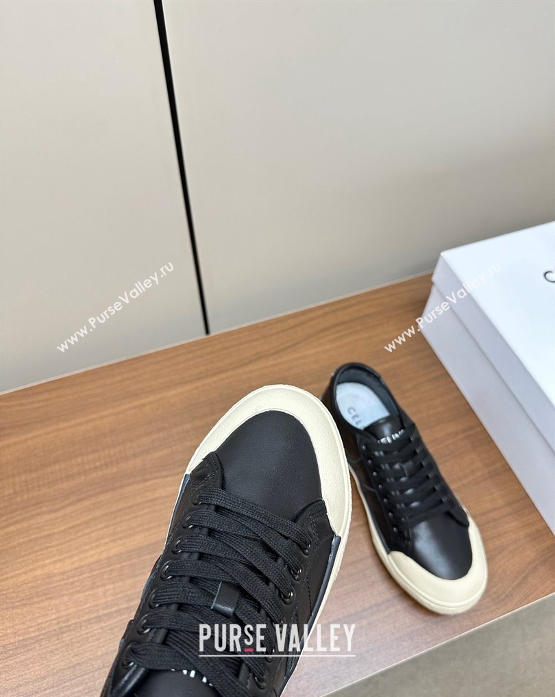 Celine AS-01 Low Lace-Up Celine Alan Women/Men Sneakers in Calfskin Black 2024 (modeng-24010542)