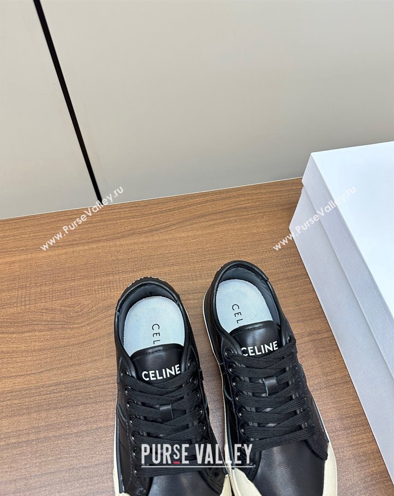 Celine AS-01 Low Lace-Up Celine Alan Women/Men Sneakers in Calfskin Black 2024 (modeng-24010542)