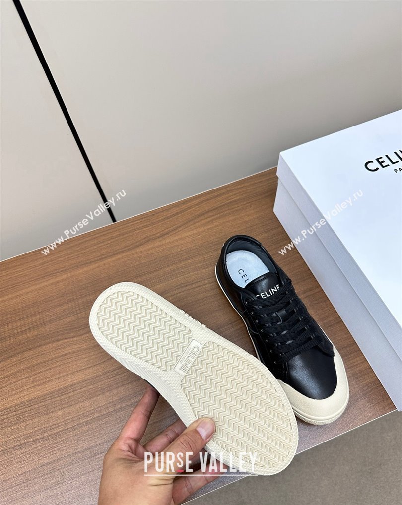 Celine AS-01 Low Lace-Up Celine Alan Women/Men Sneakers in Calfskin Black 2024 (modeng-24010542)