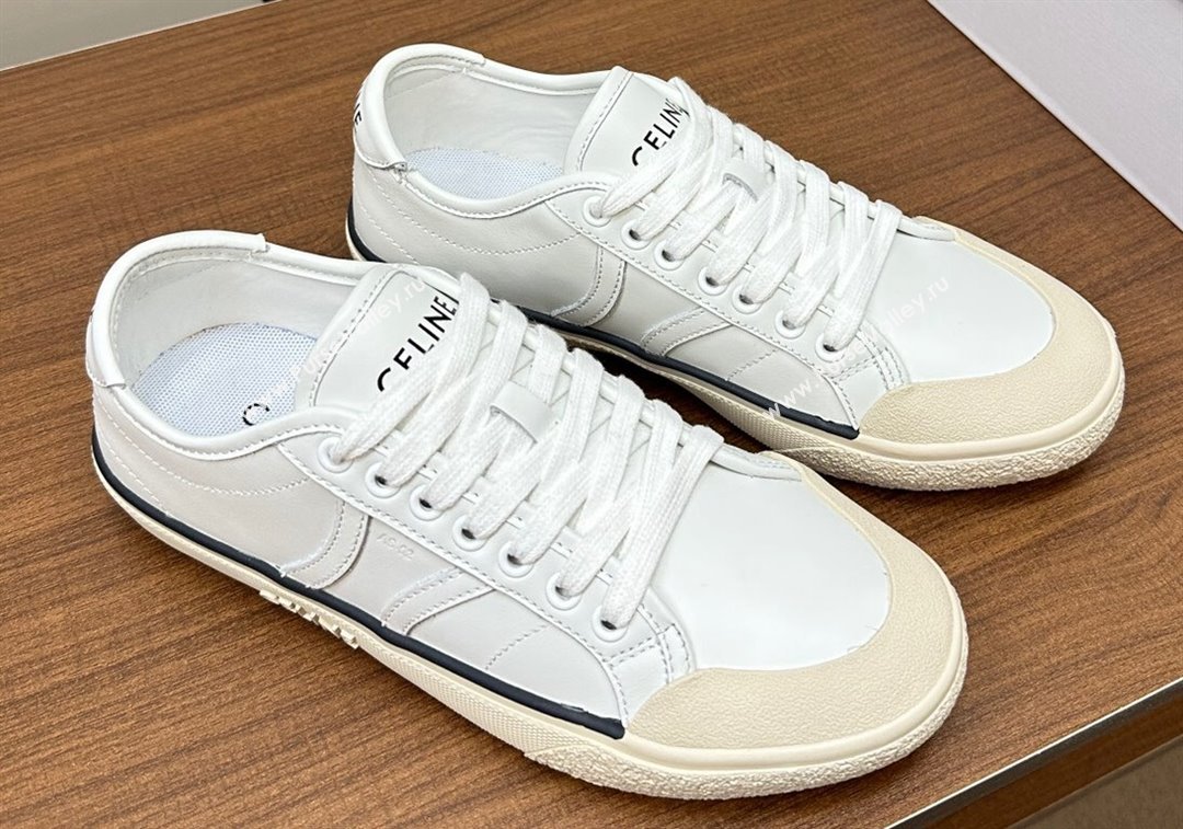 Celine AS-01 Low Lace-Up Celine Alan Women/Men Sneakers in Calfskin White 2024 (modeng-24010543)