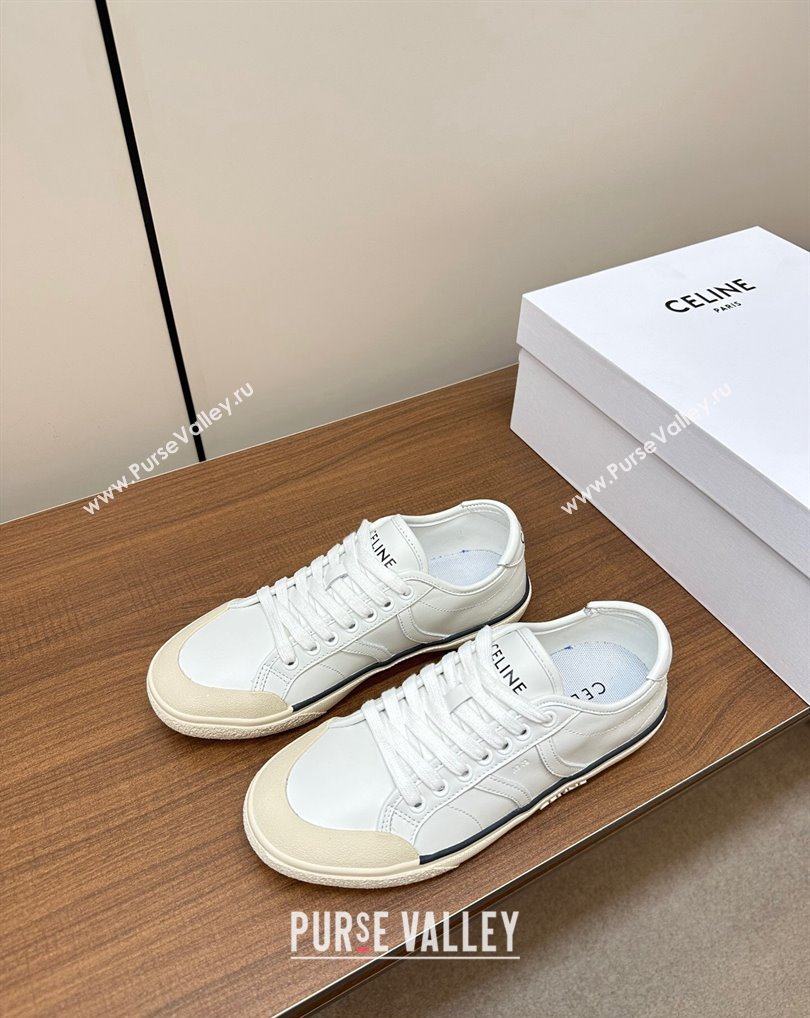 Celine AS-01 Low Lace-Up Celine Alan Women/Men Sneakers in Calfskin White 2024 (modeng-24010543)