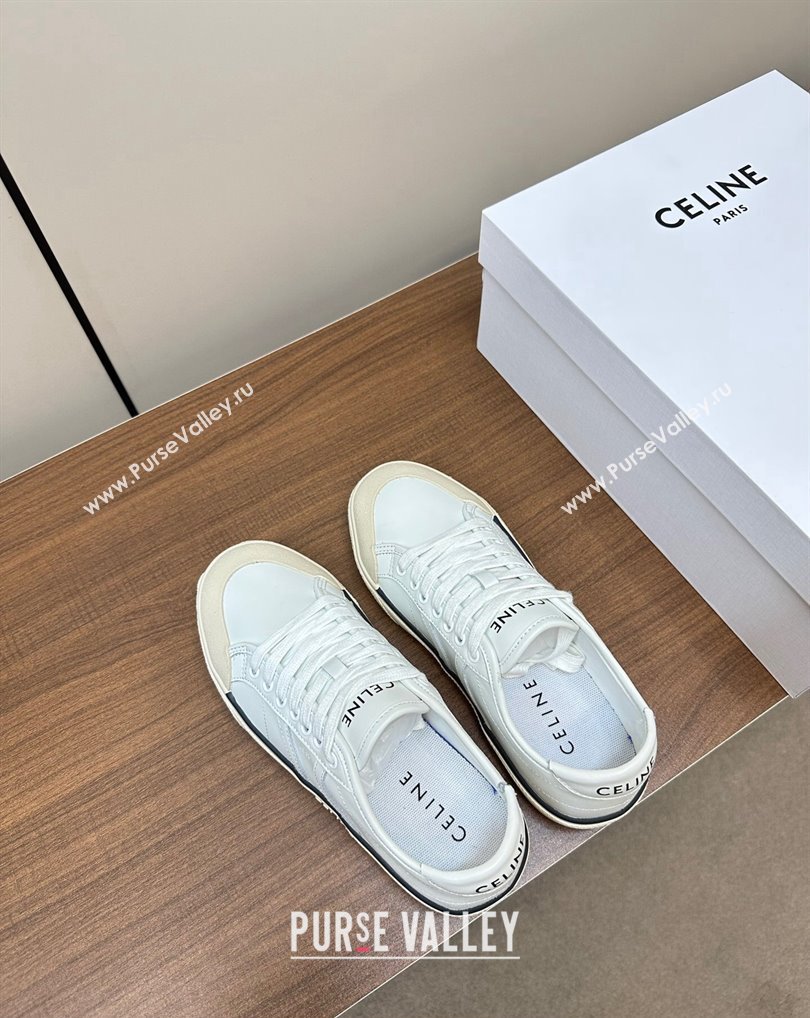 Celine AS-01 Low Lace-Up Celine Alan Women/Men Sneakers in Calfskin White 2024 (modeng-24010543)