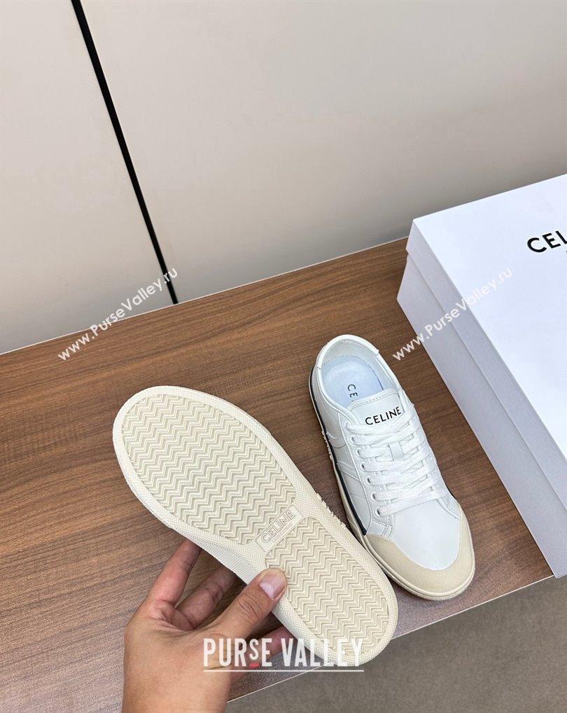 Celine AS-01 Low Lace-Up Celine Alan Women/Men Sneakers in Calfskin White 2024 (modeng-24010543)