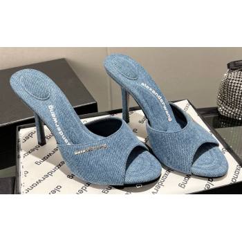 Alexander Wang Heel 10cm Lucienne Mules in Denim Blue 2024 (modeng-24010556)