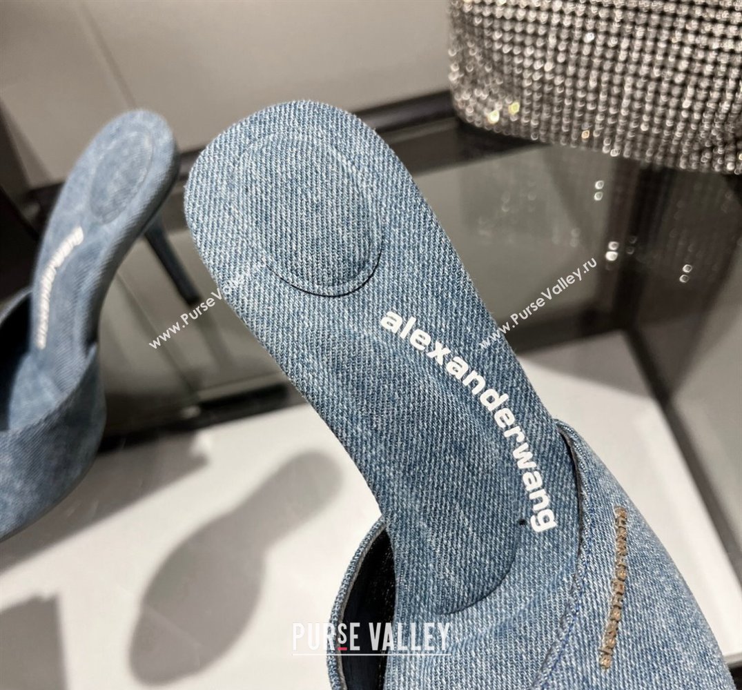 Alexander Wang Heel 10cm Lucienne Mules in Denim Blue 2024 (modeng-24010556)