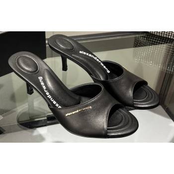 Alexander Wang Heel 6.5cm Lucienne Mules in Leather Black 2024 (modeng-24010557)