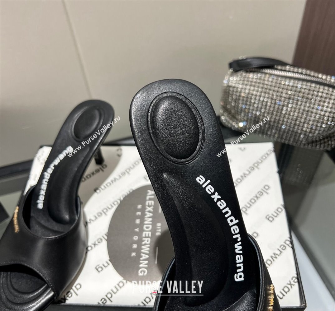 Alexander Wang Heel 6.5cm Lucienne Mules in Leather Black 2024 (modeng-24010557)