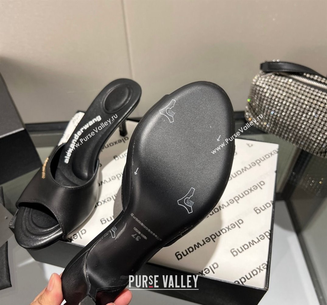 Alexander Wang Heel 6.5cm Lucienne Mules in Leather Black 2024 (modeng-24010557)