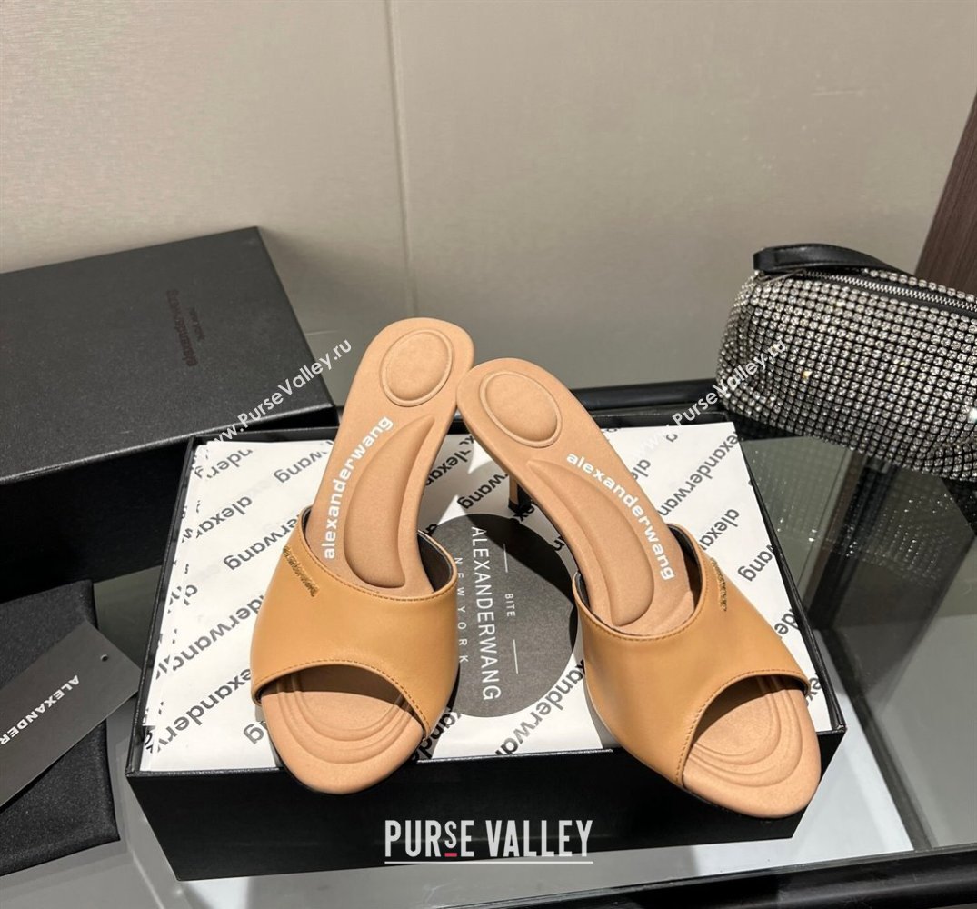 Alexander Wang Heel 6.5cm Lucienne Mules in Leather Brown 2024 (modeng-24010559)