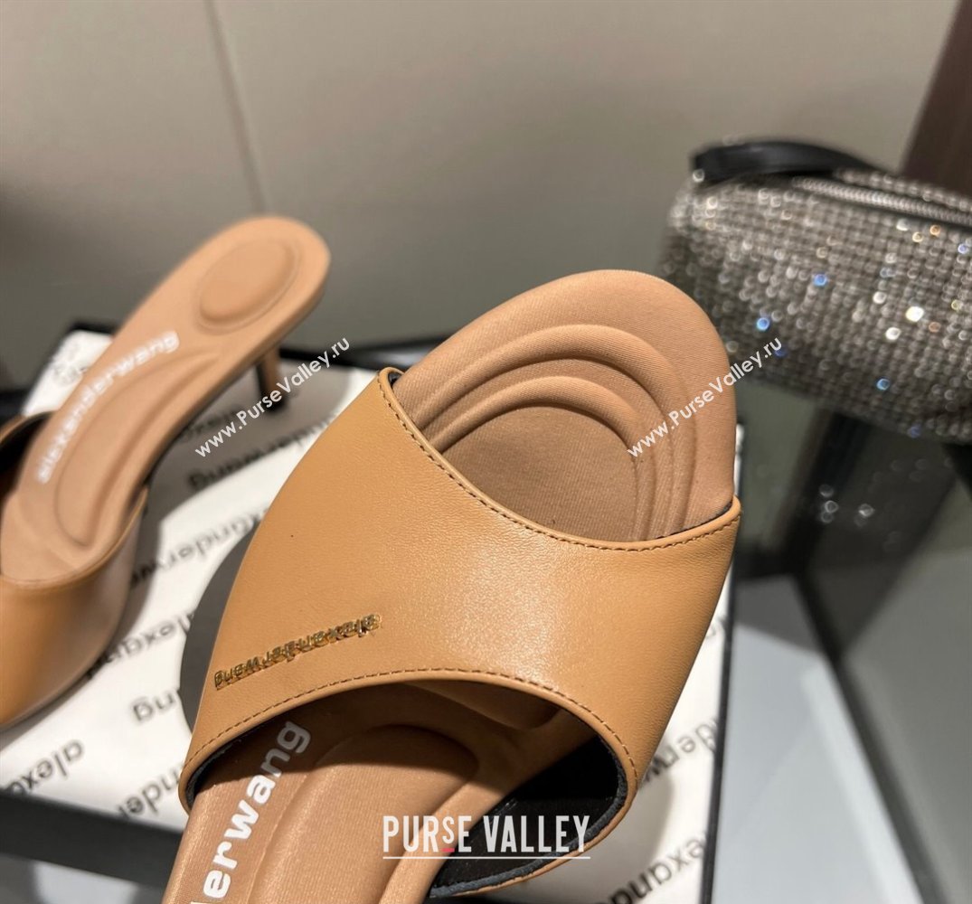 Alexander Wang Heel 6.5cm Lucienne Mules in Leather Brown 2024 (modeng-24010559)