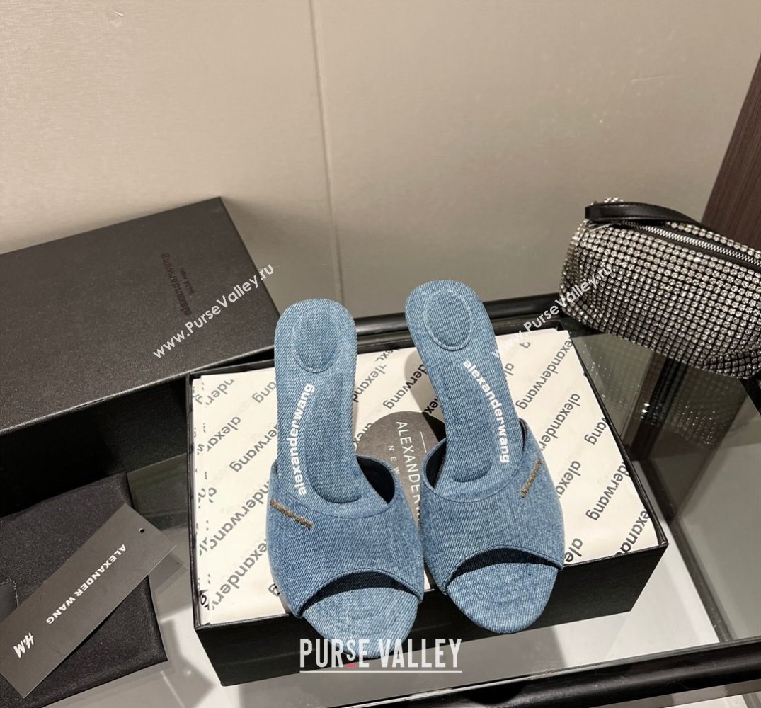 Alexander Wang Heel 6.5cm Lucienne Mules in Denim Blue 2024 (modeng-24010560)