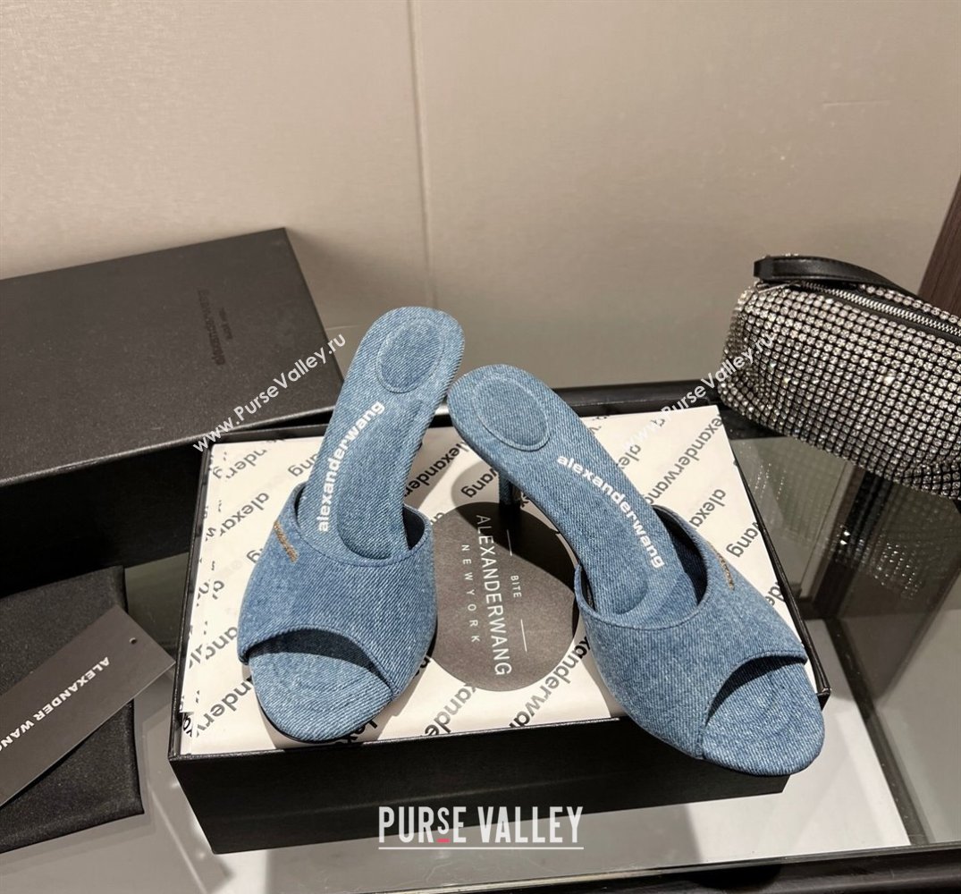 Alexander Wang Heel 6.5cm Lucienne Mules in Denim Blue 2024 (modeng-24010560)