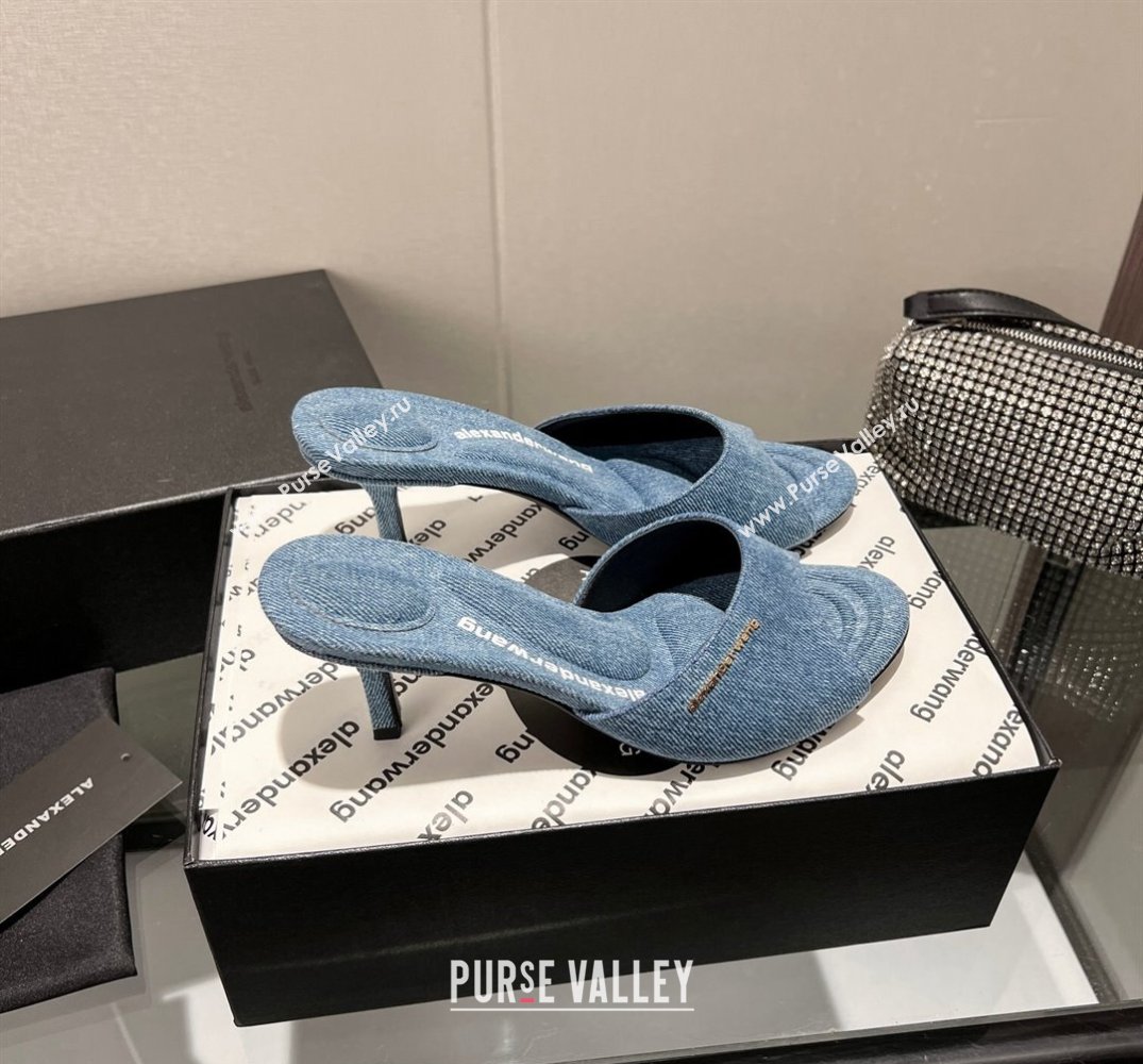 Alexander Wang Heel 6.5cm Lucienne Mules in Denim Blue 2024 (modeng-24010560)