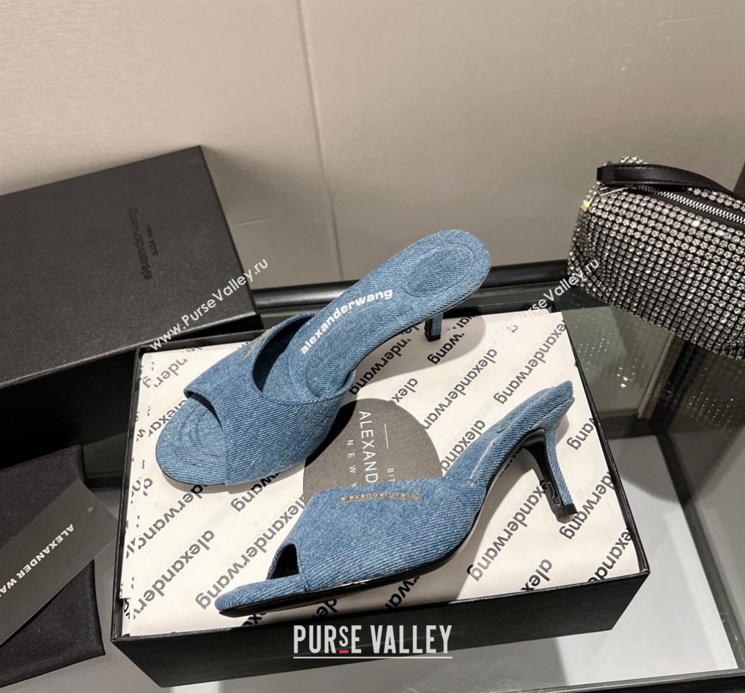 Alexander Wang Heel 6.5cm Lucienne Mules in Denim Blue 2024 (modeng-24010560)