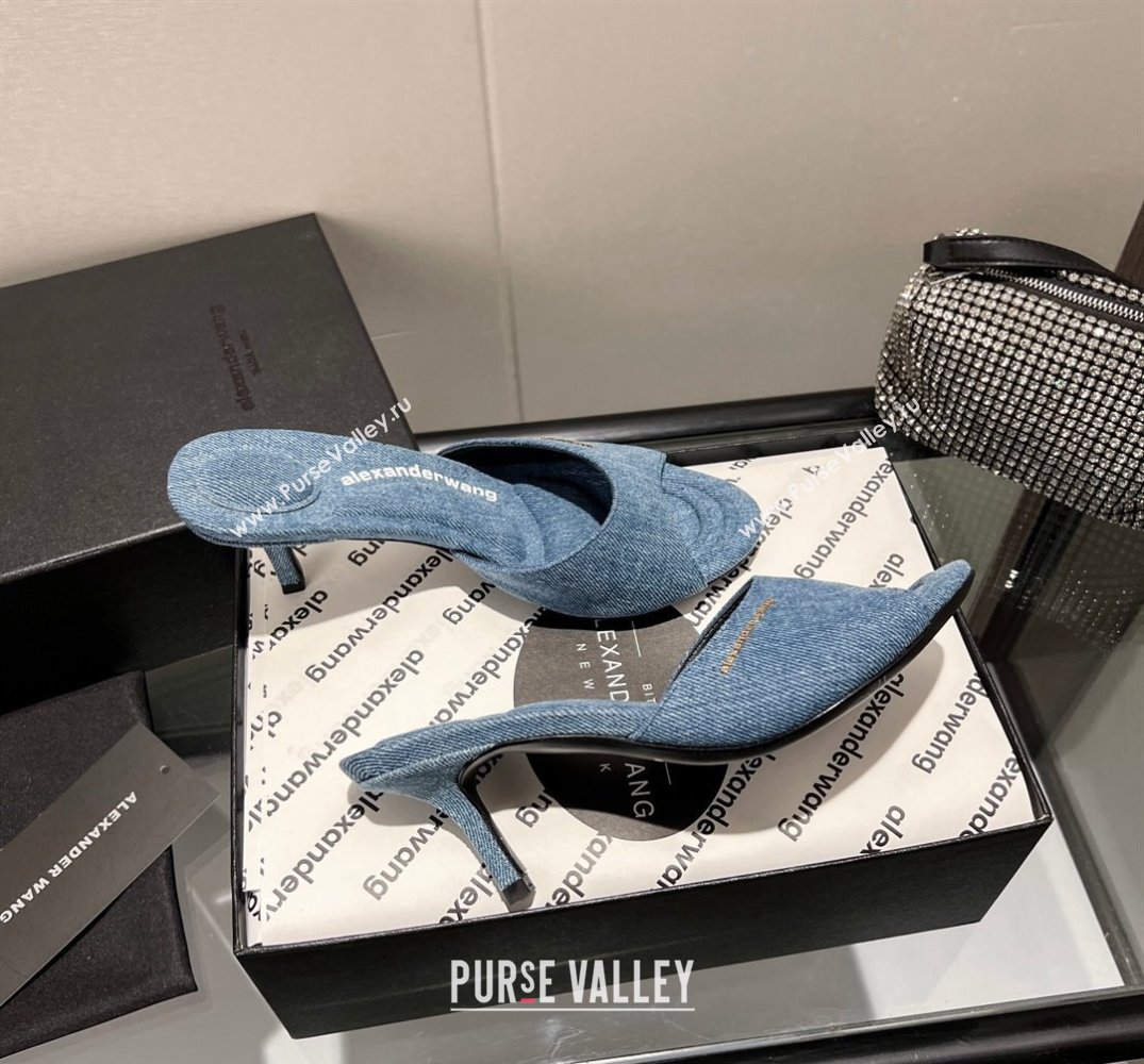 Alexander Wang Heel 6.5cm Lucienne Mules in Denim Blue 2024 (modeng-24010560)