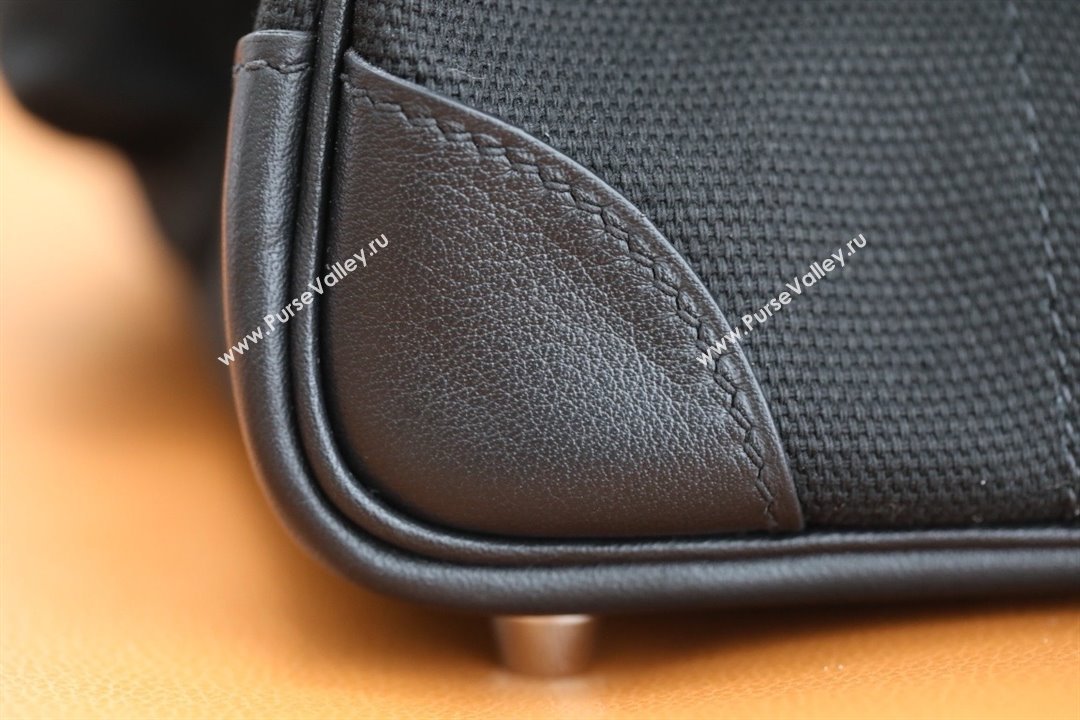 hermes birkin 25 cargo swift leather/canvas black (full handmade) (ayan-240418-03)